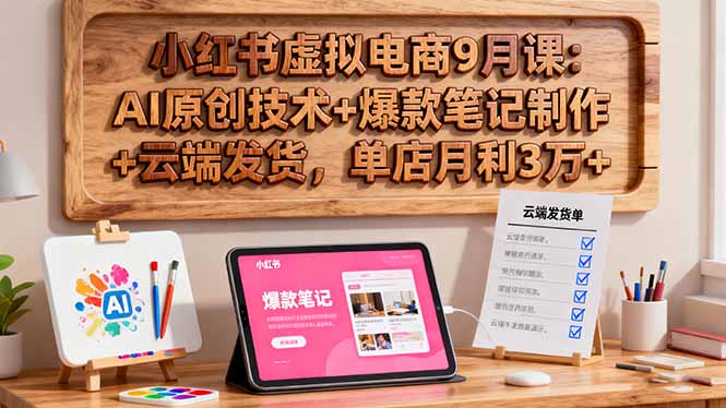 小红书虚拟电商9月课:AI原创技术+爆款笔记制作+云端发货,单店月利3万+Windows-安卓-Mac-ios-实用-破解-软件-资源-教程-分享-资源鱼
