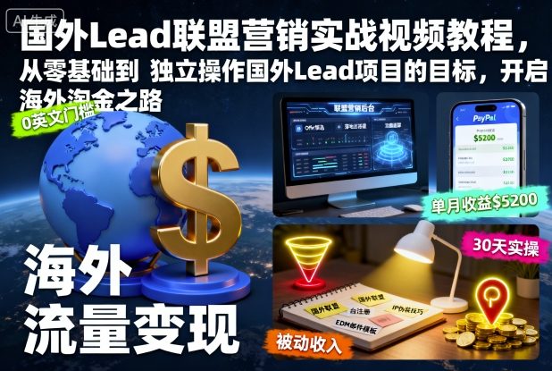 国外Lead联盟营销实战视频教程,从零基础到独立操作国外Lead项目的目标,开启海外淘金之路Windows-安卓-Mac-ios-实用-破解-软件-资源-教程-分享-资源鱼