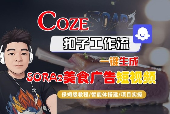 Coze扣子智能体工作流一键生成“SORA2美食广告“短视频,全流程保姆级教学Windows-安卓-Mac-ios-实用-破解-软件-资源-教程-分享-资源鱼