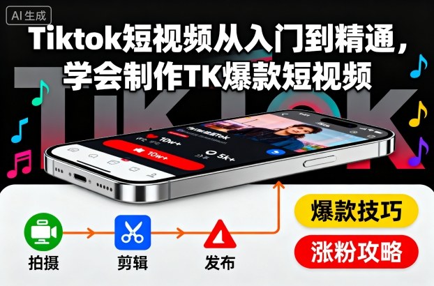 Tiktok短视频从入门到精通,学会制作TK爆款短视频Windows-安卓-Mac-ios-实用-破解-软件-资源-教程-分享-资源鱼