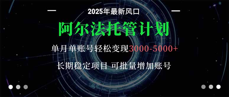 阿尔法托管计划 单账号月入3000-5000,长期稳定项目,新手小白轻松上手。Windows-安卓-Mac-ios-实用-破解-软件-资源-教程-分享-资源鱼