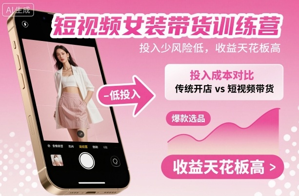 短视频女装带货训练营,投入少风险低,收益天花板高Windows-安卓-Mac-ios-实用-破解-软件-资源-教程-分享-资源鱼