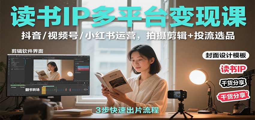 图片[1]客创社区-专注互联网轻资产资源整合与分享读书IP多平台变现课：抖音/视频号/小红书运营，拍摄剪辑+投流选品客创社区-专注互联网轻资产资源整合与分享客创社区-专注互联网轻资产资源整合与分享