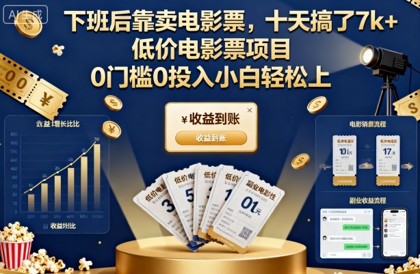 下班后靠卖电影票,十天搞了7k+,低价电影票项目,0门槛0投入小白轻松上手【揭秘】Windows-安卓-Mac-ios-实用-破解-软件-资源-教程-分享-资源鱼