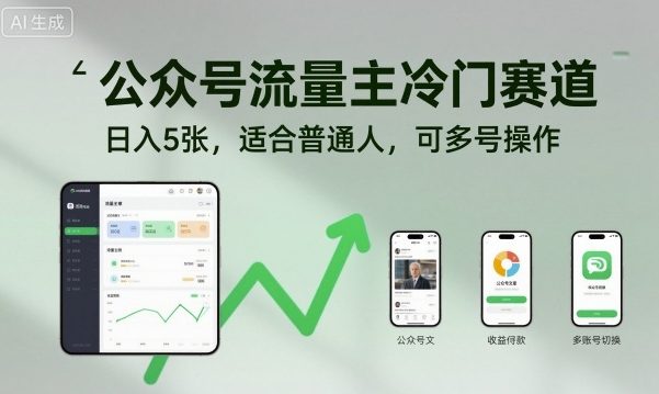 公众号流量主冷门赛道，日入5张，适合普通人，可多号操作Windows-安卓-Mac-ios-实用-破解-软件-资源-教程-分享-资源鱼