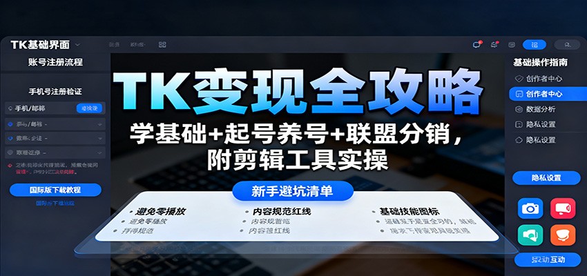 图片[1]客创社区-专注互联网轻资产资源整合与分享TK变现全攻略：学基础+起号养号+联盟分销，附剪辑工具实操客创社区-专注互联网轻资产资源整合与分享客创社区-专注互联网轻资产资源整合与分享