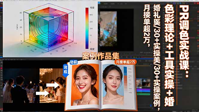 PR调色实战课:色彩理论+工具实操+婚礼医美/30+实操案例,月接单超2万Windows-安卓-Mac-ios-实用-破解-软件-资源-教程-分享-资源鱼