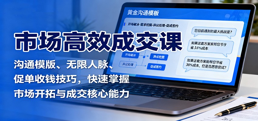图片[1]客创社区-专注互联网轻资产资源整合与分享市场高效成交课：沟通模版、无限人脉、促单收钱技巧，快速掌握市场开拓与成交核心能力客创社区-专注互联网轻资产资源整合与分享客创社区-专注互联网轻资产资源整合与分享